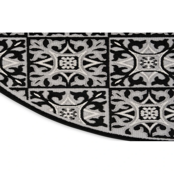 Nourison Aloha Black White ALH34 7’10” Round Rug