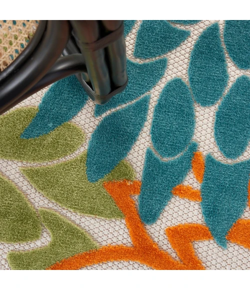 Nourison Aloha Area Rug ALH05 Turquoise Multicolor 7'10" x round