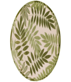Nourison Home Aloha ALH18 Ivory Green 5 ft. 3 in. Round Area Rug