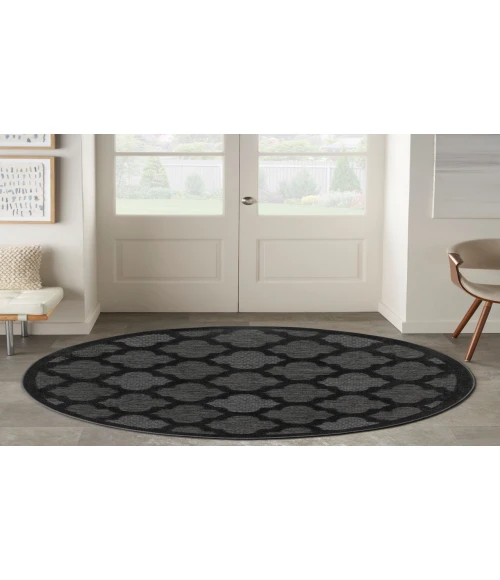 Nourison Easy Care Charcoal Black NES01 5 ft. Round Rug