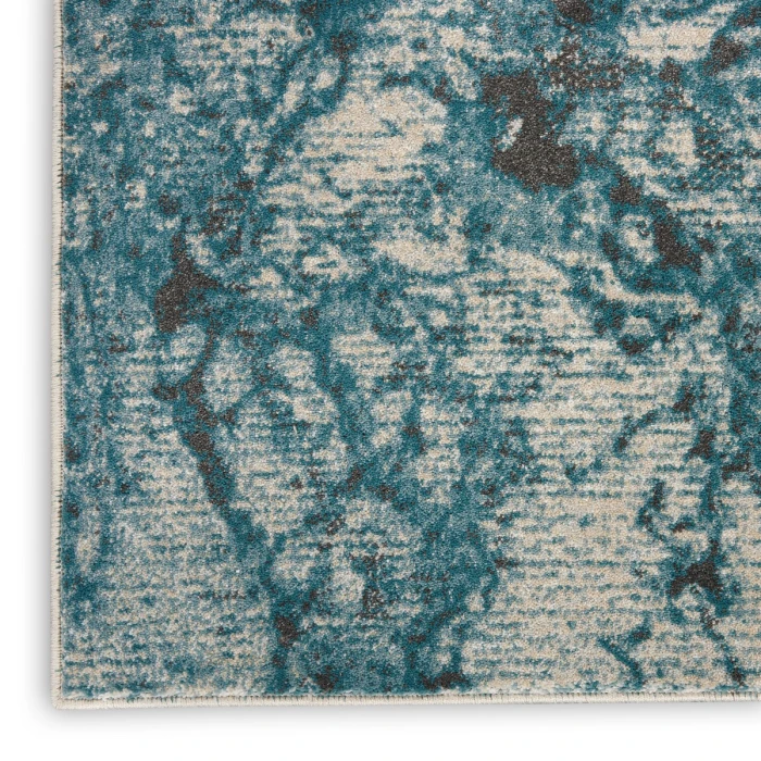 Nourison Maxell Area Rug MAE08 Ivory/Teal 3' x 5'