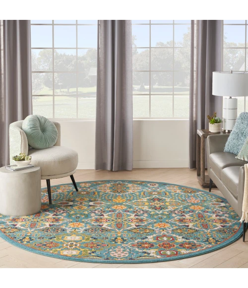 Nourison Allur Area Rug ALR03 Turquoise Ivory