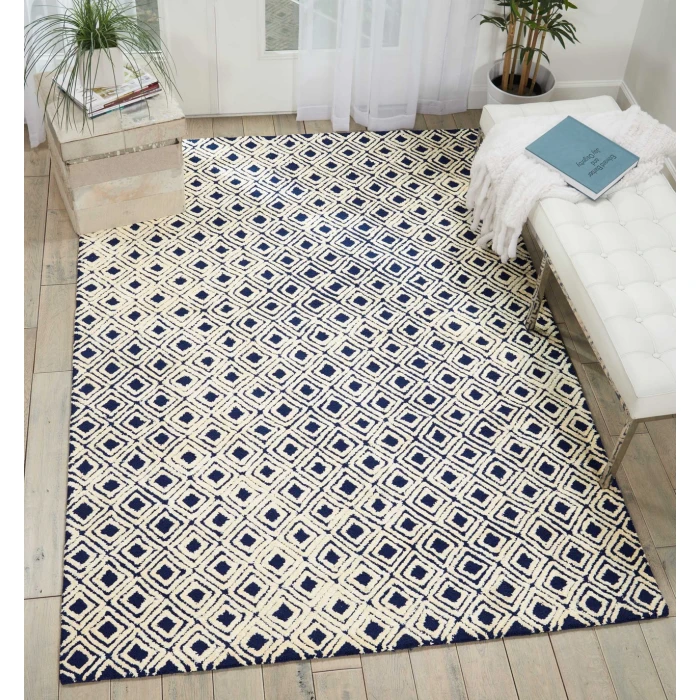Nourison Home Deco Mod Navy 46358 3ft.9in. x 5ft.9in. Rect. Rug