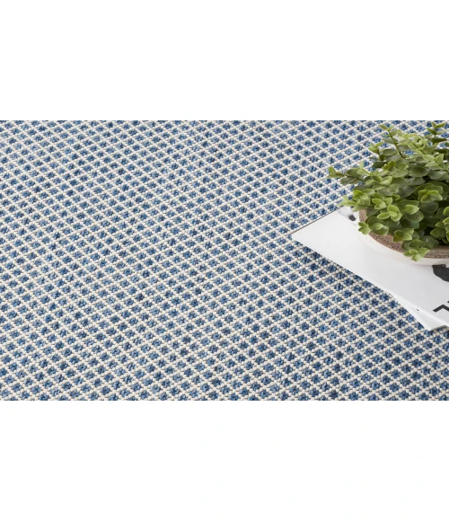 Nourison Courtyard Ivory Blue COU01 4 ft. Square Rug