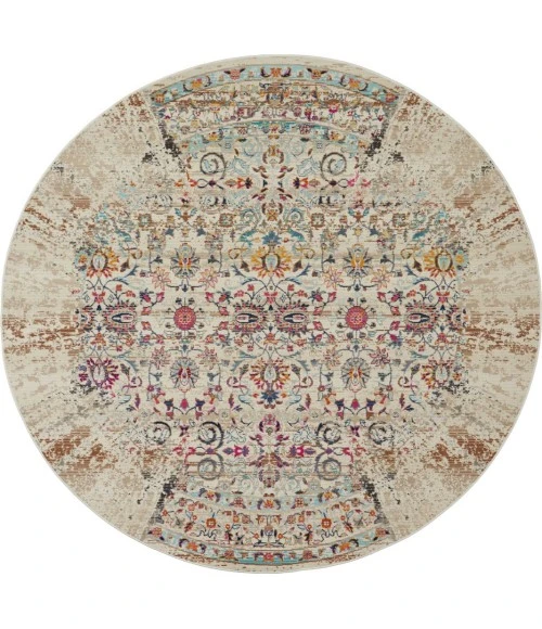 Nourison Vintage Kashan Round Area Rug VKA02-Ivory