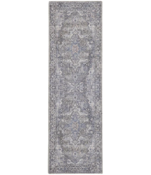 Nicole Curtis Machine Washable Series 1 Area Rug SR101 Black 7' Runner