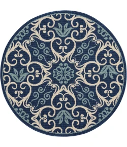 Nourison Home Caribbean CRB02 Navy 4 ft. Round Area Rug