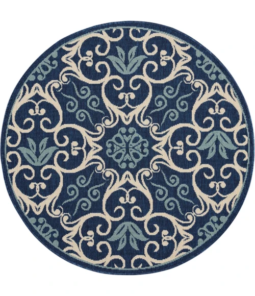 Nourison Caribbean Round Area Rug CRB02-Navy