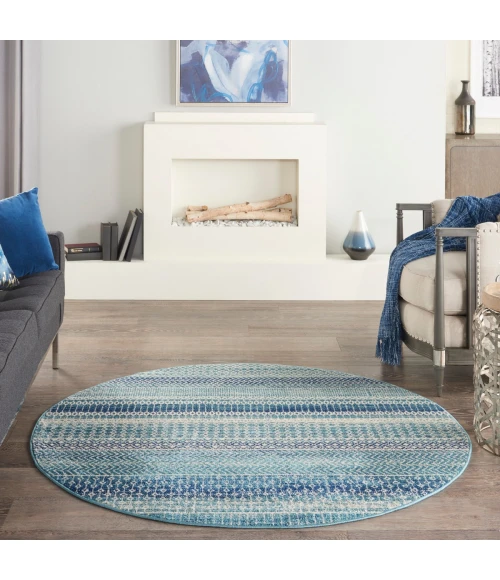 Nourison Passion Area Rug PSN26 Navy Blue 4' Round