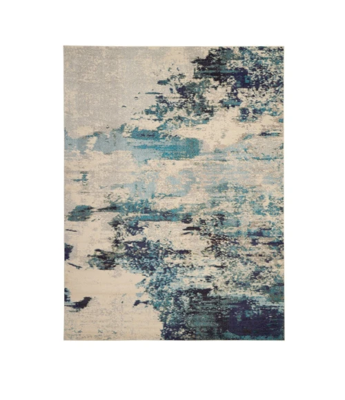 Nourison Celestial Area Rug CES02-Ivory/Teal Blue