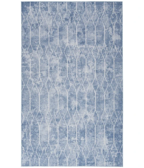 Nicole Curtis Machine Washable Series 1 Blue SR107 6 ft. X 9 ft. Rectangle Rug