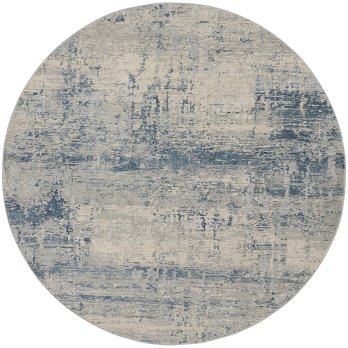 Nourison Rustic Textures Area Rug RUS10 Ivory Blue 7'10" Round