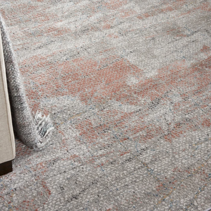 Nourison Rustic Textures Area Rug RUS15-Light Grey/Rust