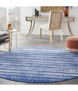 Nourison Home Whimsicle WHS16 Navy Ivory 8 ft. Round Area Rug