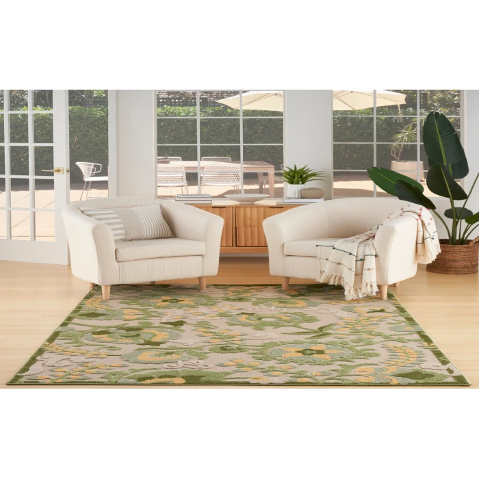 Nourison Aloha Ivory Green ALH17 5 ft. 3 in. X 7 ft. 5 in. Rectangle Rug