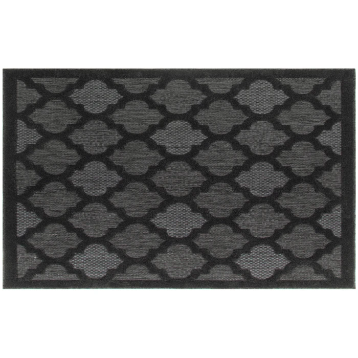 Nourison Easy Care Charcoal Black NES01 5 ft. Square Rug