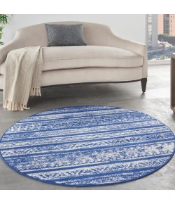 Nourison Home Whimsicle WHS16 Navy Ivory 5 ft. Round Area Rug
