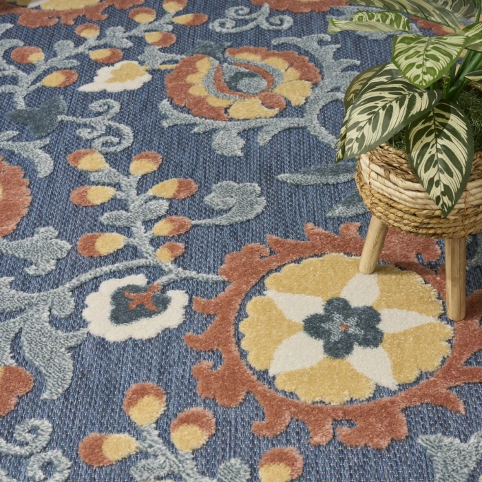 Nourison Aloha Blue Rose ALH17 7 ft. 10 in. X 10 ft. 6 in. Rect. Rug