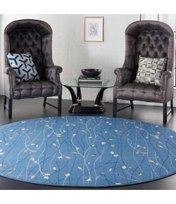 Nourison Home Grafix GRF15 Light Blue 8 ft. Round Area Rug