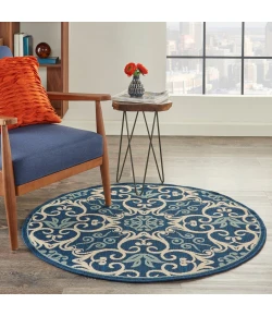 Nourison Home Caribbean CRB02 Navy 4 ft. Round Area Rug