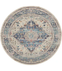 Nourison Home Vintage Kashan VKA07 Ivory Blue 6 ft. Round Area Rug