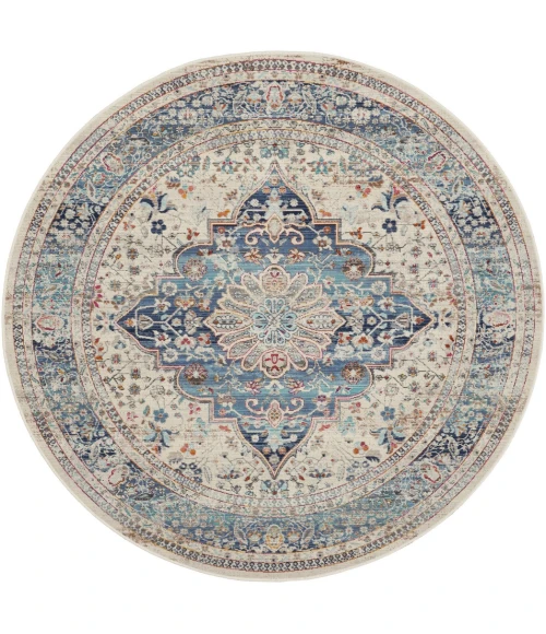 Nourison Vintage Kashan Area Rug VKA07-Ivory Blue