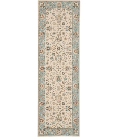 Nourison Living Treasures Runner Area Rug LI16-Ivory/Aqua