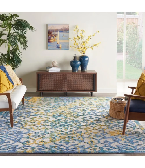 Nourison Aloha Area Rug ALH21 Ivory Blue 12' x 15'