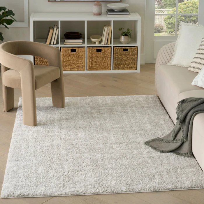 Nourison Home Modern Shag Grey Ivory MMD06 5 ft. 3 in. X 7 ft. Rectangle Rug