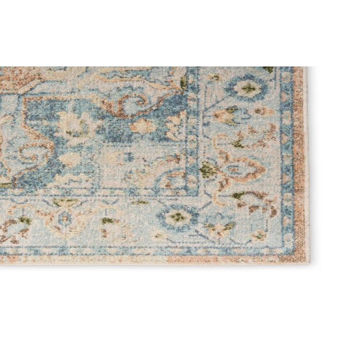 Nourison Astra Machine Washable Beige Blue ASW12 6 ft. 7 in. X 9 ft. Rectangle Rug