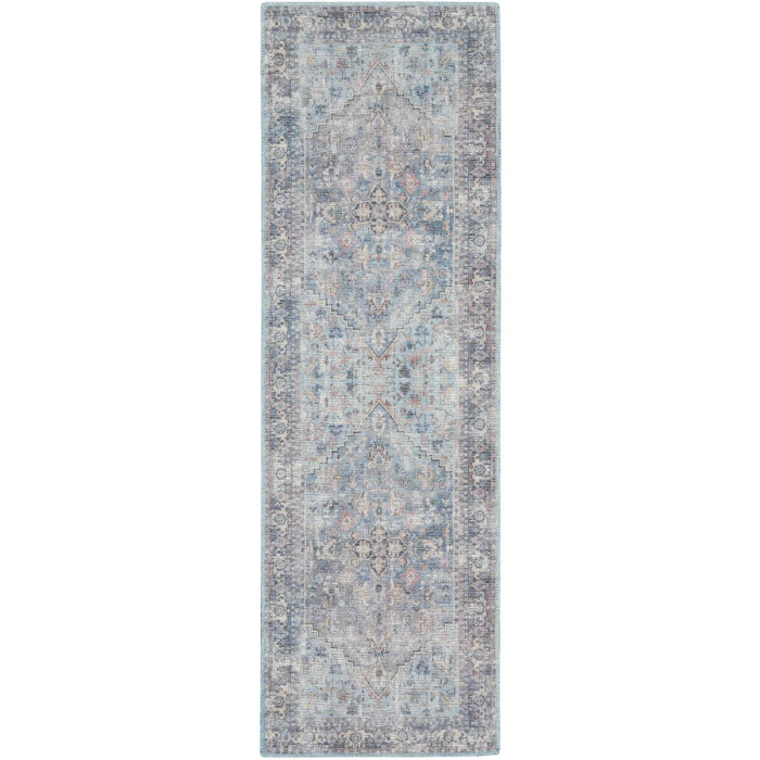 Nicole Curtis Machine Washable Series 1 Area Rug SR104 Light Grey/Blue
