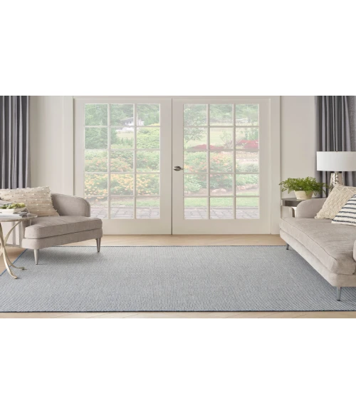 Nourison Courtyard Ivory Blue COU01 6 ft. Square Rug