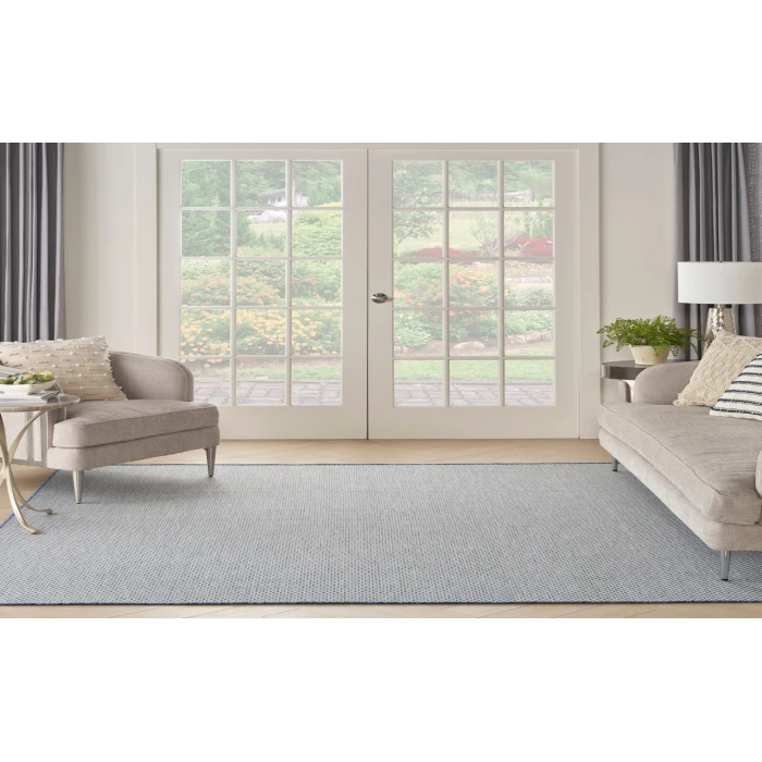 Nourison Courtyard Ivory Blue COU01 6 ft. Square Rug