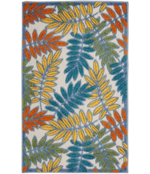 Nourison Aloha Ivory Multicolor ALH18 3 ft. X 5 ft. Rectangle Rug