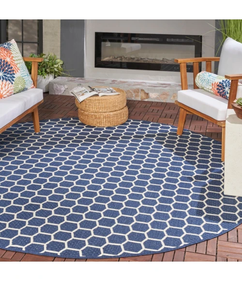 Nourison Twist Reversible Navy TWS01 8 ft. X Round Rug