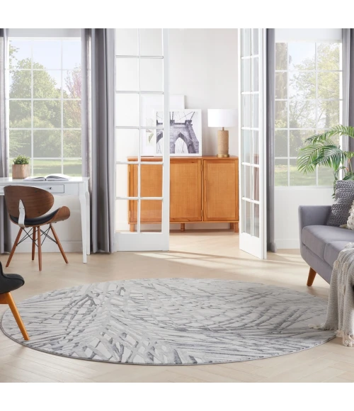 Nourison Rustic Textures Area Rug RUS17 Ivory/Grey 5'3" Round