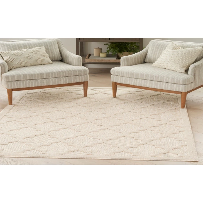 Nourison Easy Care Cream NES01 4 ft. X 6 ft. Rectangle Rug