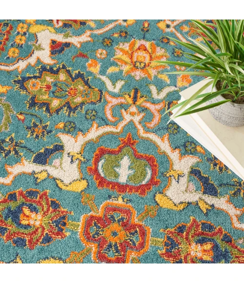 Nourison Allur Area Rug ALR03 Turquoise Ivory