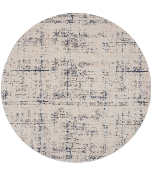 Nourison Rustic Textures Area Rug RUS06 Ivory/Blue 7'10" Round
