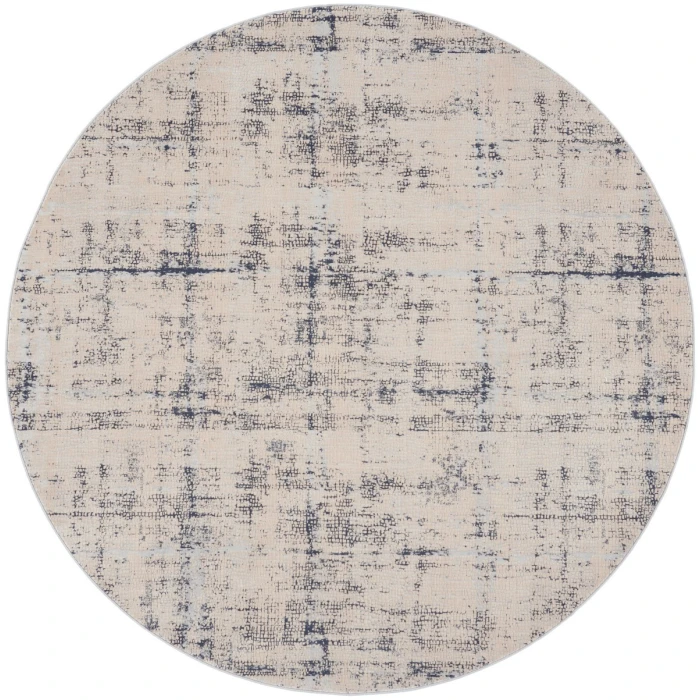 Nourison Rustic Textures Area Rug RUS06 Ivory/Blue 7'10" Round