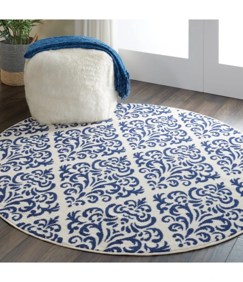 Nourison Grafix Round Area Rug GRF06-White/Blue