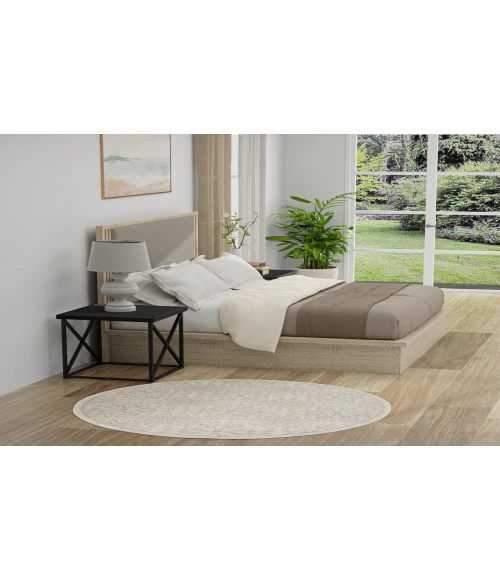 Nourison Jubilant Ivory Beige JUB06 5 ft. 3 in. Round Rug