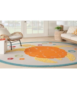 Nourison Home Aloha ALH27 Teal Multicolor 5 ft. 3 in. Round Area Rug