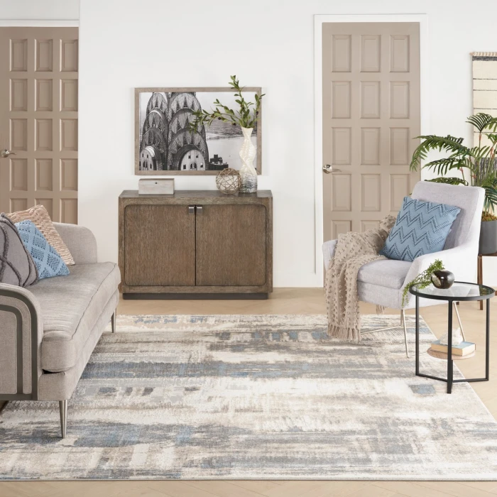 Nourison Solace Area Rug SLA07 Ivory/Grey/Blue 8' x 10'