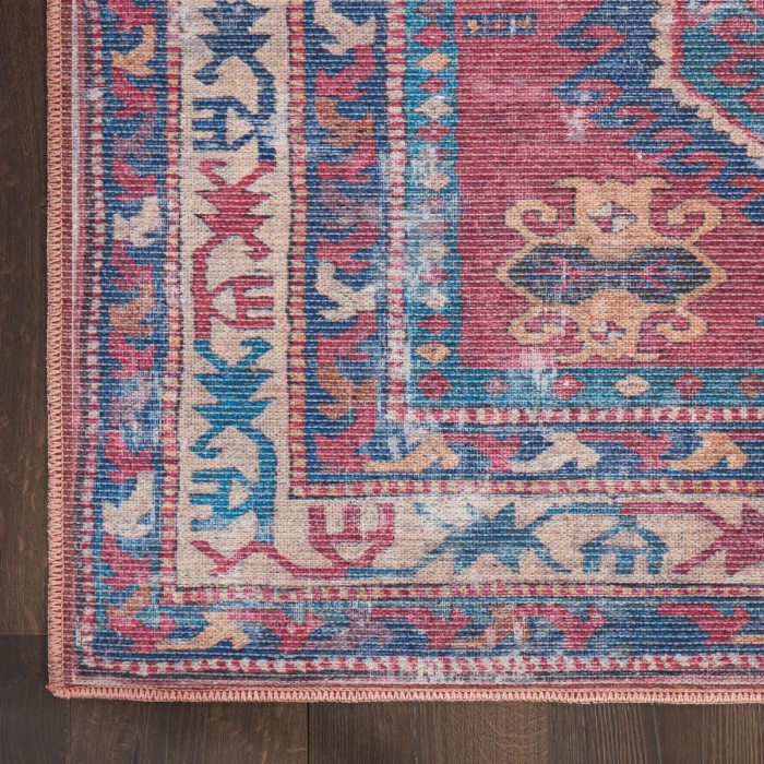 Nicole Curtis Machine Washable Series 1 Area Rug SR105 Red/Navy 2' x 4'