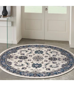 Nourison Home Nourison Essentials NRE05 Ivory Blue 8 ft. Round Area Rug