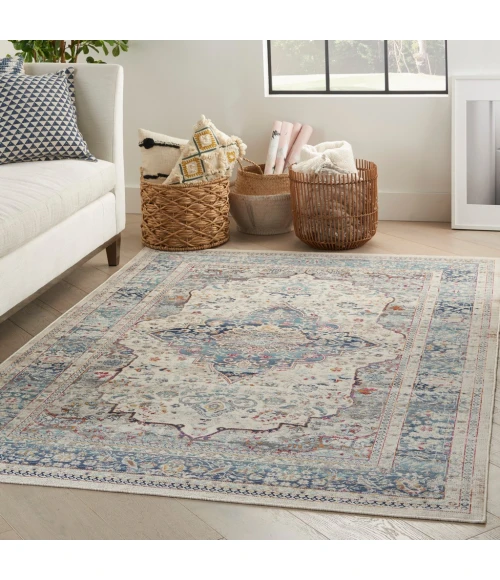 Nourison Vintage Kashan Area Rug VKA07-Ivory Blue