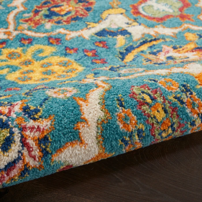 Nourison Allur Area Rug ALR03 Turquoise Ivory