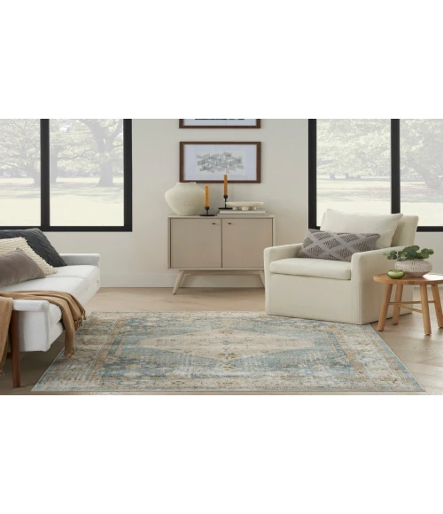 Nourison Astra Machine Washable Silver Blue ASW11 5 ft. 3 in. X 7 ft. Rectangle Rug