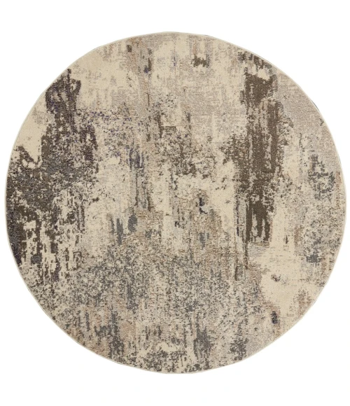 Nourison Celestial Round Area Rug CES02-Ivory/Grey
